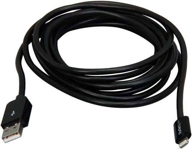 Alt view image 2 of 3 - StarTech.com USBLT3MB Black 3m (10ft) Long Black Apple 8-pin Lightning Connector to USB Cable for iPhone / iPod / iPad