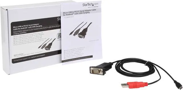 Alt view image 2 of 2 - StarTech ICUSBANDR232 Micro USB to RS232 DB9 Serial Adapter Cable for Android™ with USB Charging - M/M
