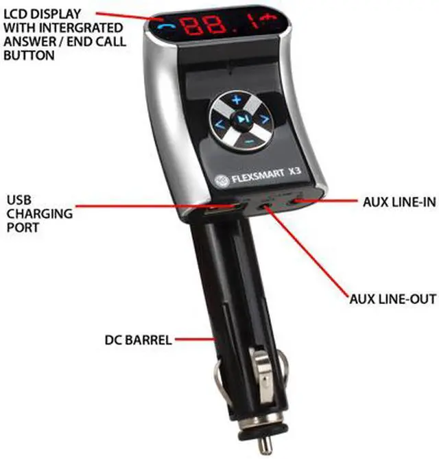 Alt view image 4 of 6 - GOgroove FlexSMART X3 Mini Bluetooth FM Transmitter Car Kit w/ Wireless Hands-Free Calling, USB Charging and Audio Playback - Works with Apple iPhone 6s , Samsung S6 Edge, Microsoft Lumia 950 and More