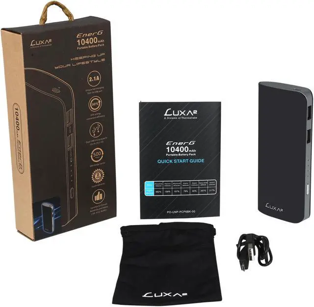 Alt view image 6 of 6 - Luxa2 EnerG Black 10400 mAh Portable Power Bank for Smartphone, Tablet, DC (Digital Camera), Gamepad PO-UNP-PCP6BK-00