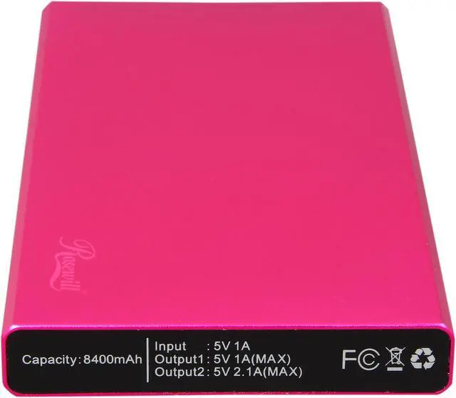 Alt view image 6 of 7 - Rosewill Elite - 8400 mAh External Backup Battery Charger for Smartphone, iPod, MP3 Player - Pink