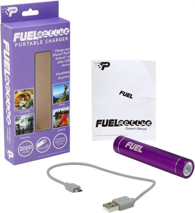 Alt view image 6 of 6 - Patriot Memory FUEL Active Purple 2000 mAh Mobile Rechargeable Battery with LED Flashlight PCPA20001PP
