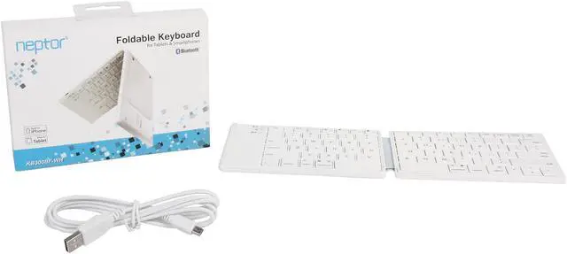 Alt view image 12 of 12 - Eagle ET-KB300BF-WH White Foldable Bluetooth Keyboard for Tablets & Smartphones