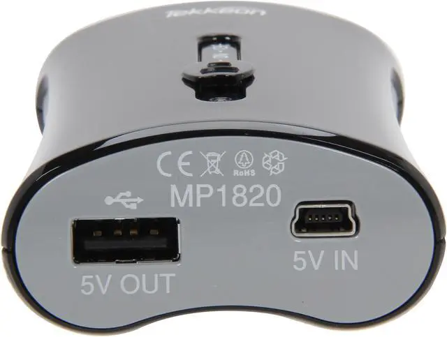 Alt view image 7 of 9 - Tekkeon Black 4800 mAh Pocket-Sized Rechargeable Battery Pack MP1820