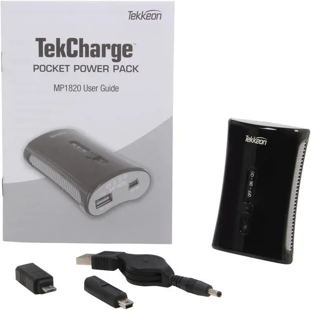Alt view image 8 of 9 - Tekkeon Black 4800 mAh Pocket-Sized Rechargeable Battery Pack MP1820