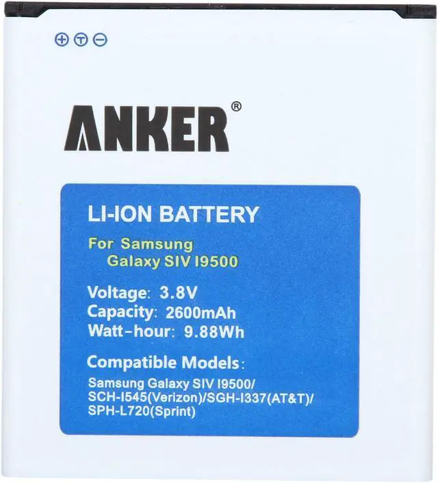 Alt view image 2 of 5 - Anker 2600mAh Li-ion Battery for Samsung Galaxy S4, I9500, I9505, M919 (T-Mobile), I545 (Verizon), I337 (AT&T), L720 (Sprint), R970 (U.S. Cellular/MetroPCS), Not for Galaxy S4 Active