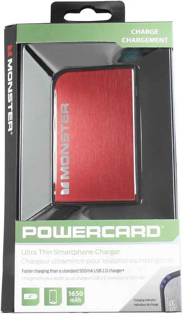 Alt view image 5 of 5 - Monster PowerCard Cherry Red 1650 mAh Portable Battery MBL PCARD RD V2 WW
