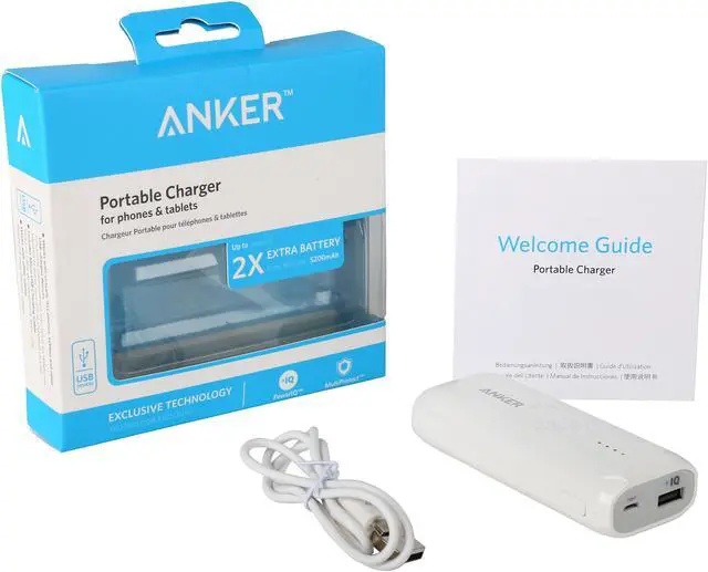 Alt view image 5 of 5 - Anker Astro E1 5200 mAh Ultra Compact Portable Charger External Battery Power Bank with PowerIQ Technology for iPhone 6 Plus 5S 5C 5 4S, iPad Mini, Samsung Galaxy S6 S5, more Phones and Tablets (White
