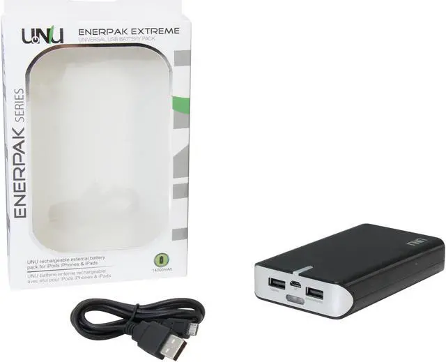 Alt view image 6 of 6 - UNU Black 14000 mAh Enerpak Extreme Dual USB 2.1A Universal Battery Pack for Smartphones and Tablets UNU-EP-02-14000BS
