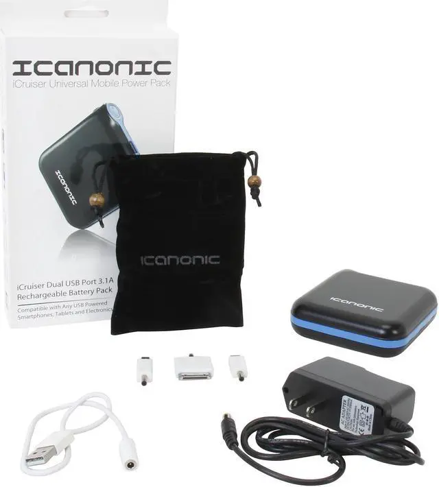 Alt view image 5 of 5 - iCanonic Black Blue 12000 mAh Universal Rechargable Power Pack ICR-12000B