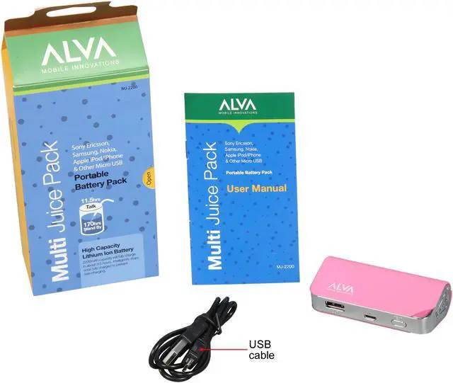 Alt view image 6 of 6 - Alva Mini Juice Pack for iPhone and iPod & Other Micro/Mini USB in Pink Color