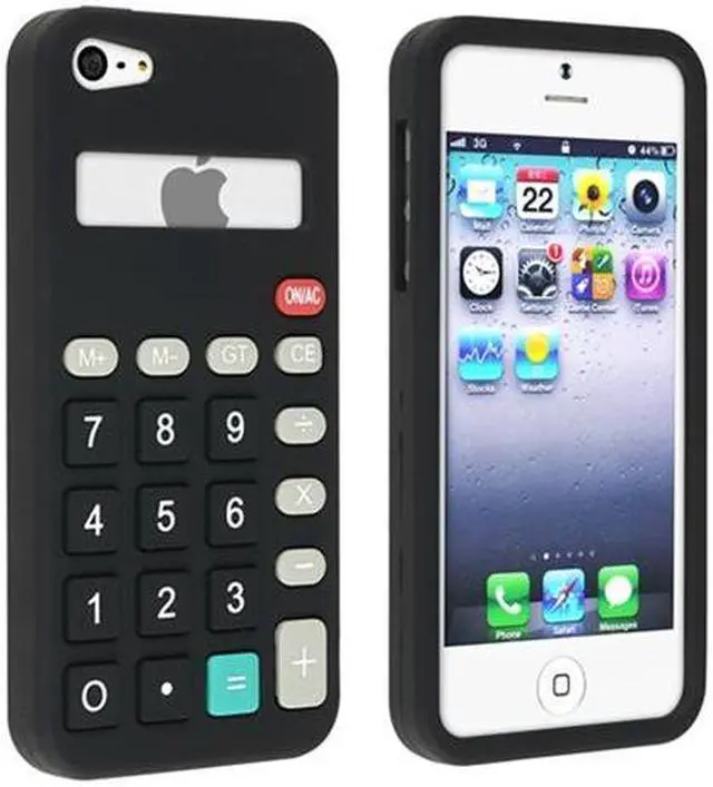 Main image of Insten Cool Stylish Black 3D Calculator Silicone Case Cover + Clear Reusable Screen Protector compatible with Apple iPhone 5