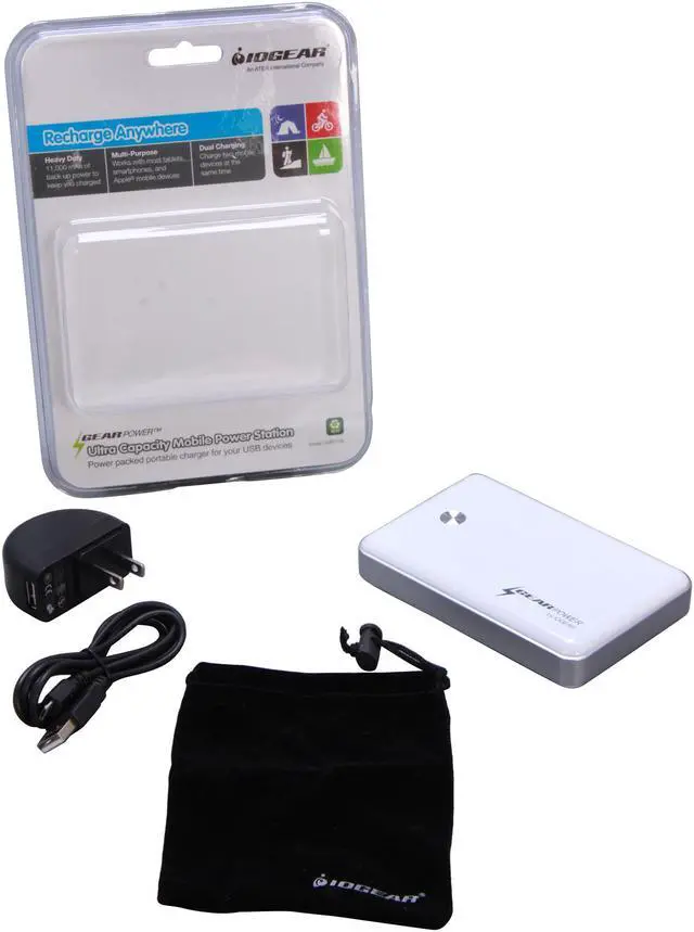Alt view image 6 of 6 - IOGEAR GearPower White 11000 mAh Mobile Power Station GMP10K
