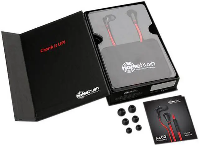 Alt view image 3 of 4 - NoiseHush Red/Black 3.5mm Handsfree Stereo 3.5mm Headset with Mic - NX80-11580