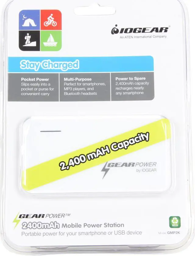 Alt view image 6 of 6 - IOGEAR White 2400 mAh 2400mAh Capacity Mobile Power Station for Smartphones and USB devices GMP2K
