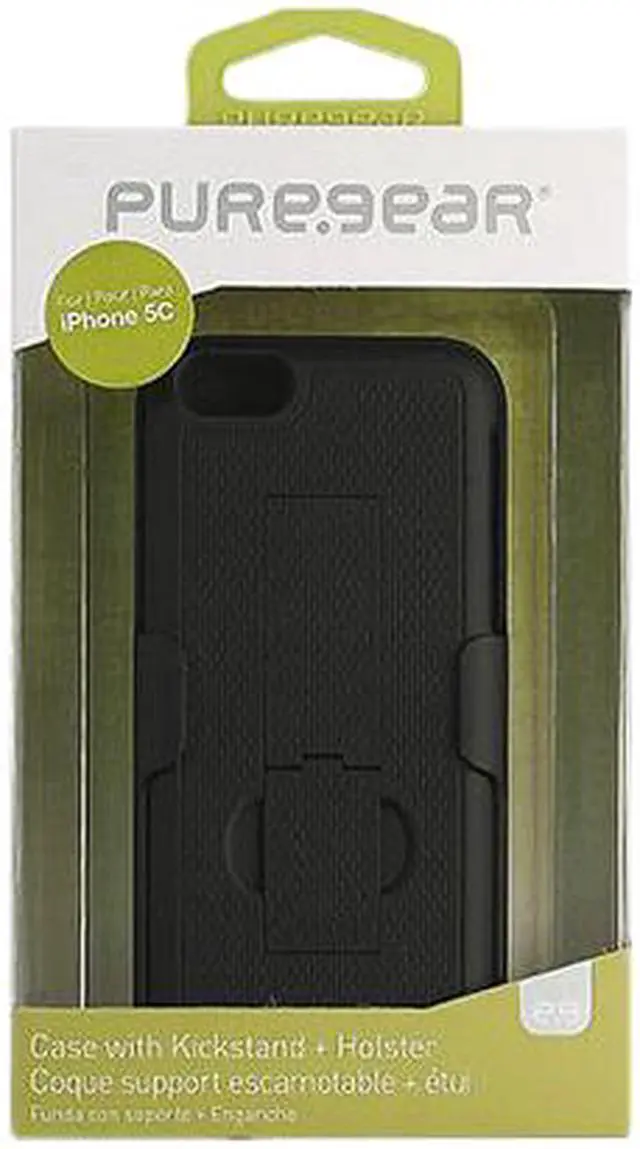 Alt view image 6 of 6 - PureGear Black Case With Kickstand + Holster For iPhone Mini 60327PG