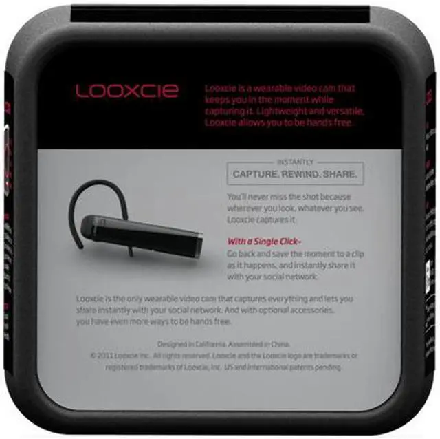 Alt view image 10 of 13 - Looxcie LX2-0001-00 Wearable Bluetooth Headset + Camcorder System Black