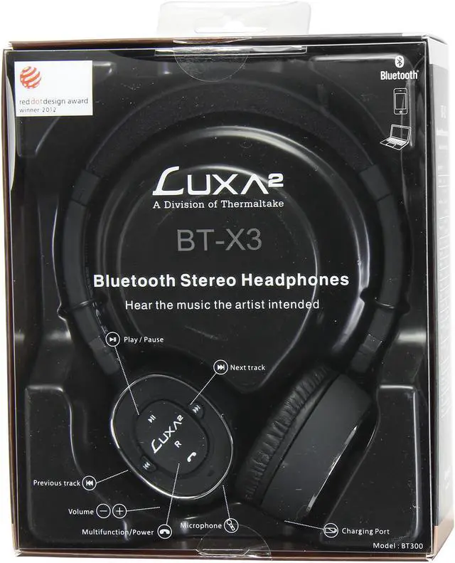 Alt view image 8 of 8 - LUXA2 Black LHA0049-A BT-X3 Bluetooth Stereo Headphones