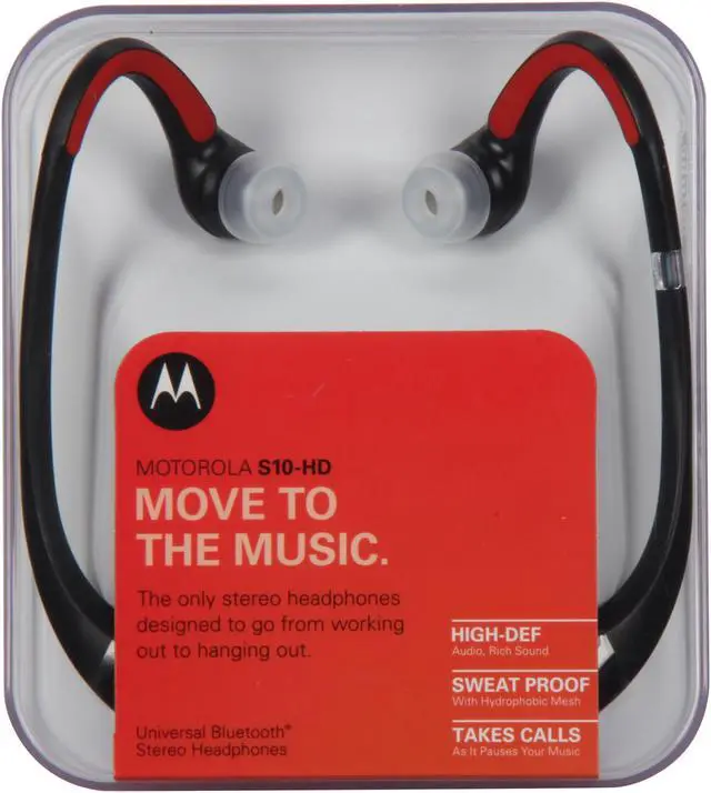 Alt view image 7 of 7 - Black Red Motorola S10-HD Bluetooth Stereo Headphone w/ Comfortable Sweat Proof Design