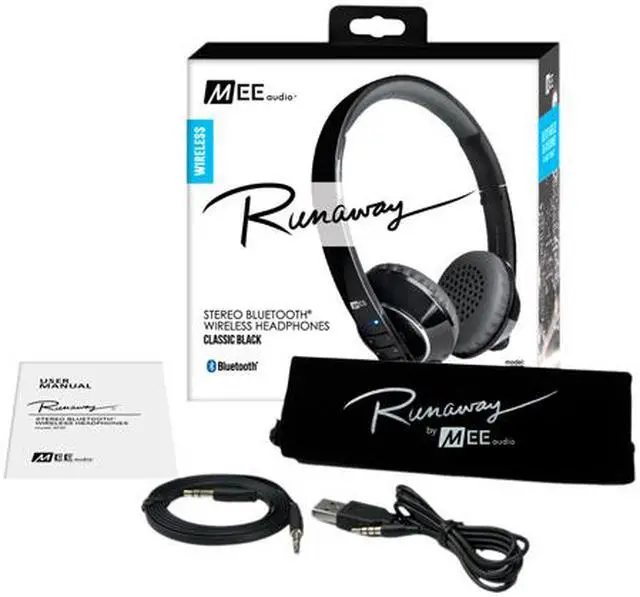 Alt view image 5 of 5 - Mee audio Black/Grey Air-Fi AF32 3.5mm Connector Binaural Stereo Bluetooth Headset w/ Hidden Microphone