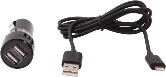 Alt view image 2 of 3 - Kensington PowerBolt 3.1A Dual (2-Port) Fast USB Car Charger for iPhone 5/5s/5c & iPad K39705AM, includes one detachable Lightning to USB charge and sync cable