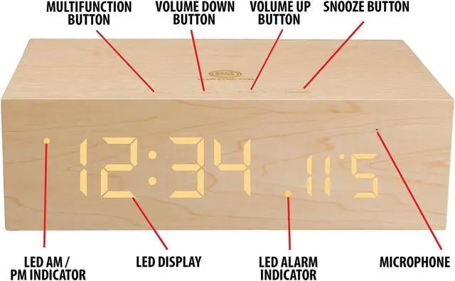 Alt view image 2 of 5 - GOgroove BlueSYNC TYM Wireless Bluetooth Speaker Clock Kit with Alarm Functions and LED Display -  Works With Smartphones , Tablets , MP3 Players and More