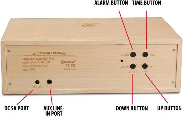 Alt view image 3 of 5 - GOgroove BlueSYNC TYM Wireless Bluetooth Speaker Clock Kit with Alarm Functions and LED Display -  Works With Smartphones , Tablets , MP3 Players and More