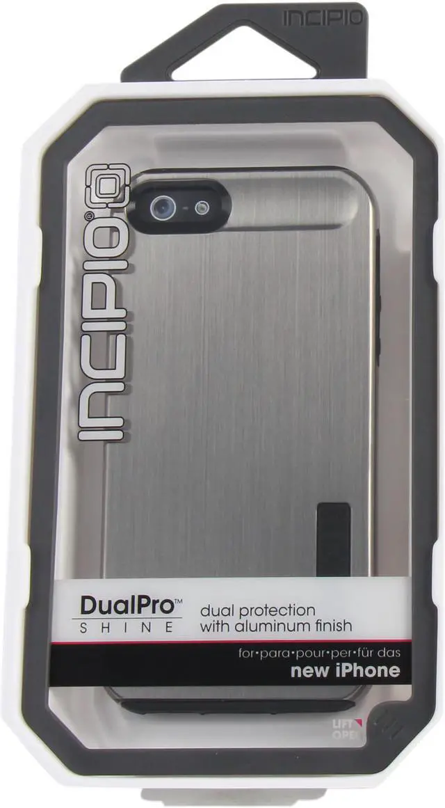 Alt view image 7 of 7 - Incipio SILICRYLIC Shine Titanium Silver / Obsidian Black Hard Shell Case w/ Silicone Core For iPhone 5 / 5S IPH-875