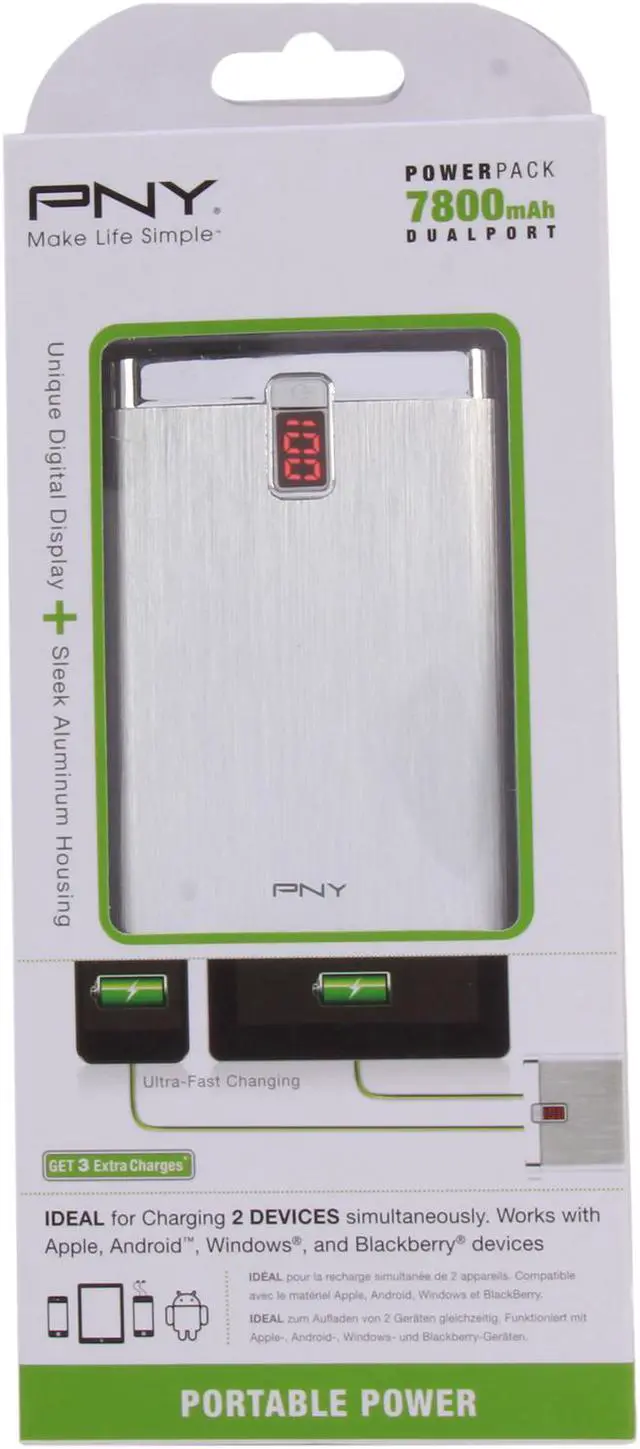 Alt view image 6 of 6 - PNY PowerPack 7600 mAh Universal Rechargeable Battery Bank P-B-7800-12-S01-RB
