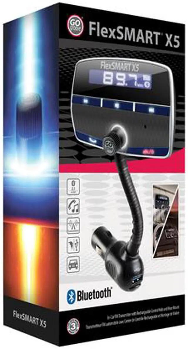 Alt view image 5 of 5 - GOgroove FlexSMART X5 Bluetooth FM Transmitter Car Kit with Hands-Free Calling, Music Playback, USB Charging and Multiple Mounting Options