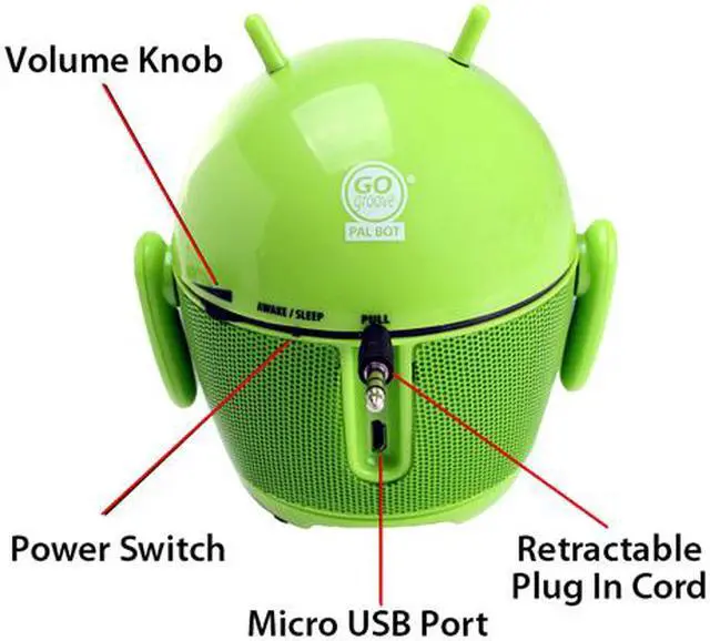 Alt view image 3 of 4 - GOgroove Pal Bot Portable Rechargeable Android Speaker with Dual High Excursion Drivers and Passive Subwoofer - Works with Apple, Samsung, LG and more Smartphones, Tablets, Laptops, MP3 Players
