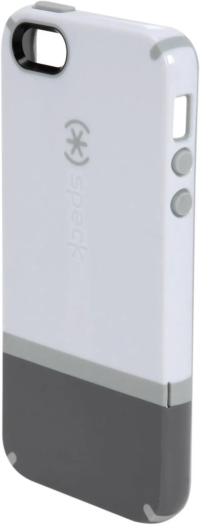 Alt view image 2 of 7 - Speck Products CandyShell Flip White/Graphite/Pebble Rubberized Hard Case for iPhone 5 / 5S SPK-A1818