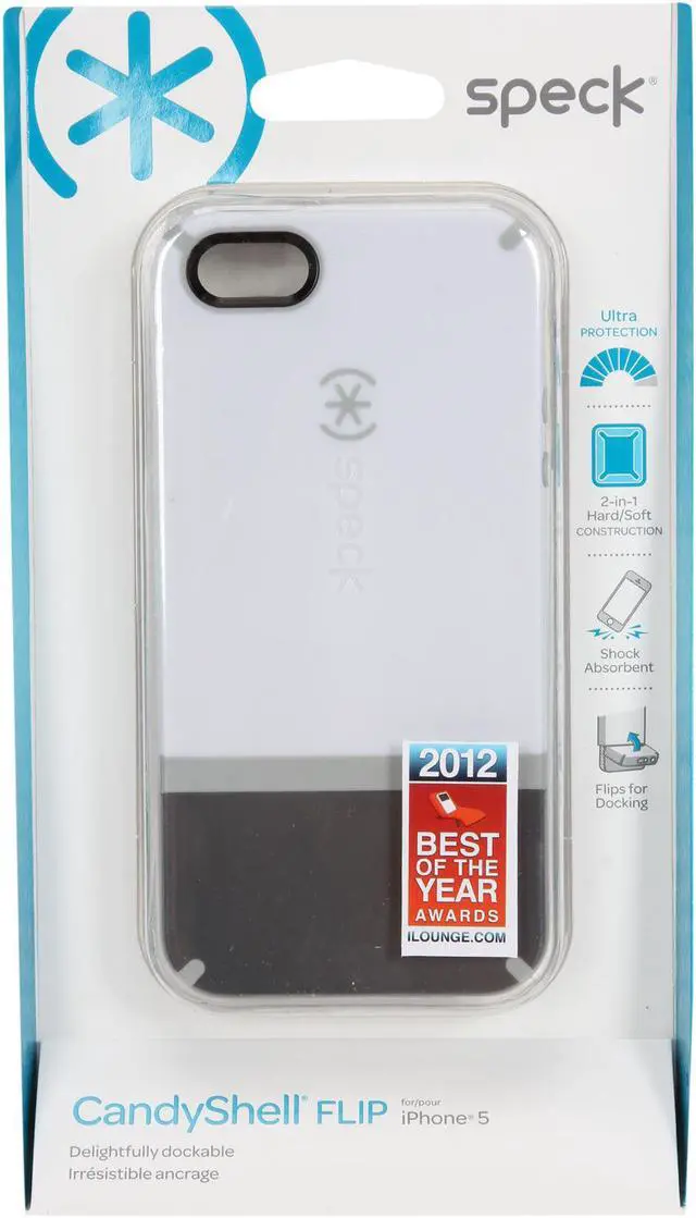 Alt view image 7 of 7 - Speck Products CandyShell Flip White/Graphite/Pebble Rubberized Hard Case for iPhone 5 / 5S SPK-A1818