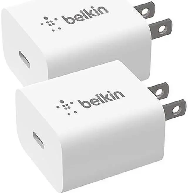 Main image of BELKIN BBC005-WH-2PK White 20W USB-C PD Wall Charger with PPS, 2-Pack