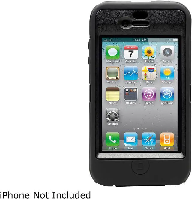 Alt view image 10 of 15 - OtterBox Defender Black Solid Case for iPhone 4/4S APL2-I4UNI-20-E4OTR