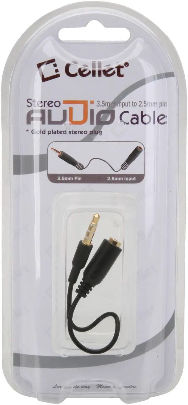 Alt view image 4 of 4 - Cellet Black 3.5mm Pin to 2.5mm Input Plug Cable CN35M25F