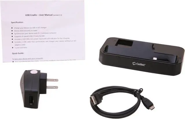 Alt view image 5 of 6 - Cellet Black Cradle Charger with Data Cable For Motorola Droid 3 TWMOTDRO3