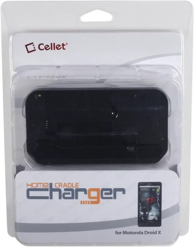 Alt view image 7 of 7 - Cellet Black Cradle Charger with Data Cable For Motorola Droid X TWMOTDROX