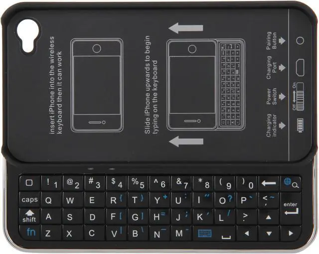 Alt view image 6 of 12 - Konnet TouchEZ Rubberized Black Slideout Keypad Case with Wireless Bluetooth for iPhone 4S/4 (KN-6308)