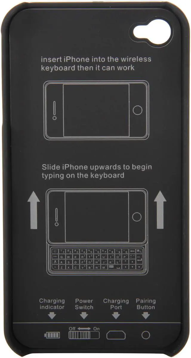 Alt view image 11 of 12 - Konnet TouchEZ Rubberized Black Slideout Keypad Case with Wireless Bluetooth for iPhone 4S/4 (KN-6308)