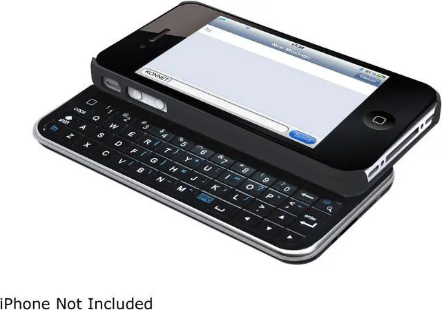 Main image of Konnet TouchEZ Rubberized Black Slideout Keypad Case with Wireless Bluetooth for iPhone 4S/4 (KN-6308)