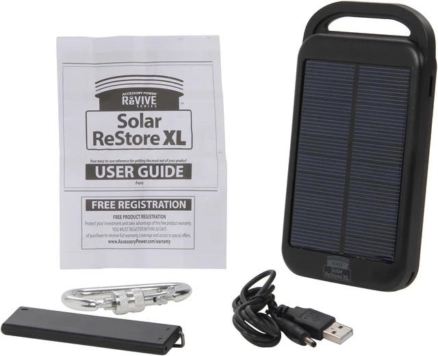 Accessory Power Black 4000 mAh ReVIVE Solar ReStore XL USB Solar ...