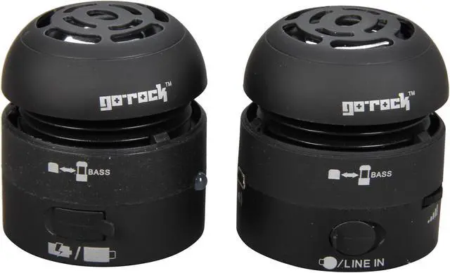 Main image of Go Rock Black Portable Mini Stereo Speaker with Retractable Cable for iPhone / iPod / iPad TRMS02S-BK