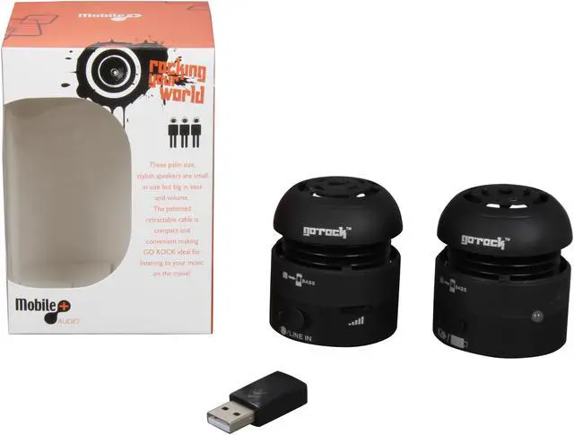 Alt view image 5 of 5 - Go Rock Black Portable Mini Stereo Speaker with Retractable Cable for iPhone / iPod / iPad TRMS02S-BK