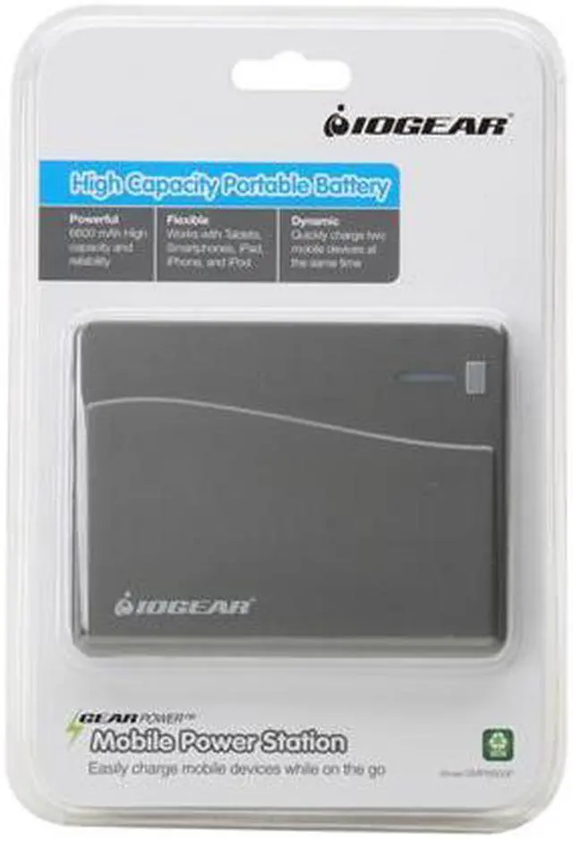Alt view image 5 of 5 - IOGEAR GearPower Gray 6600 mAh Mobile Power Station for Tablets and Smartphones GMP6600P