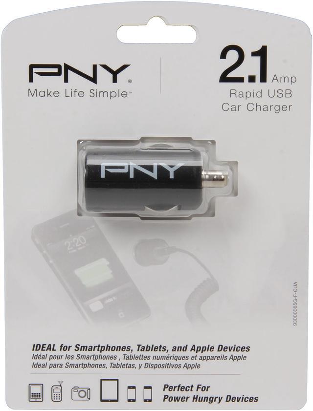 Alt view image 5 of 5 - PNY P-P-DC-UF-K01-GE Black Rapid Universal USB Car Charger for Smartphones & Apple Devices w/12V DC @ 2.1A