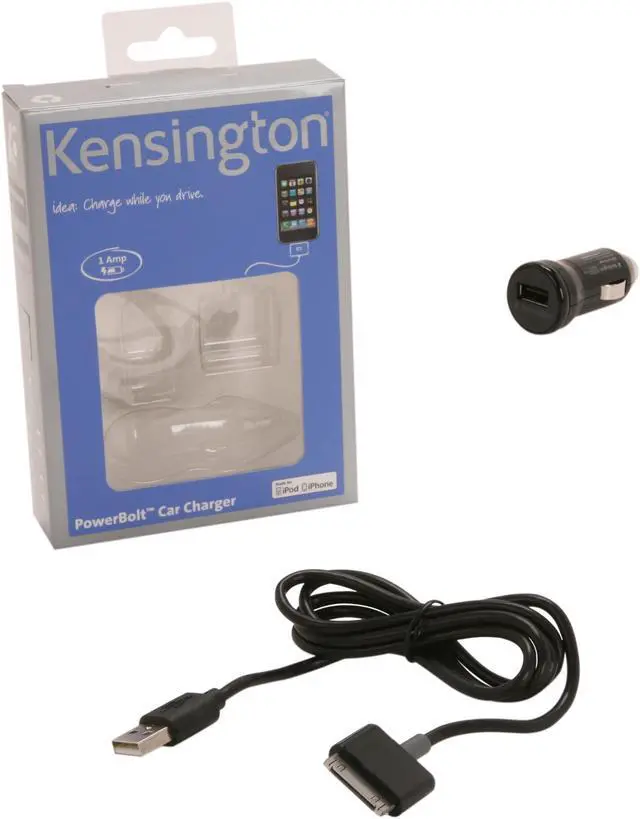 Alt view image 7 of 7 - Kensington Black PowerBolt Car Charger for iPhone 3G/3GS, iPhone 4/4S (K39243US)