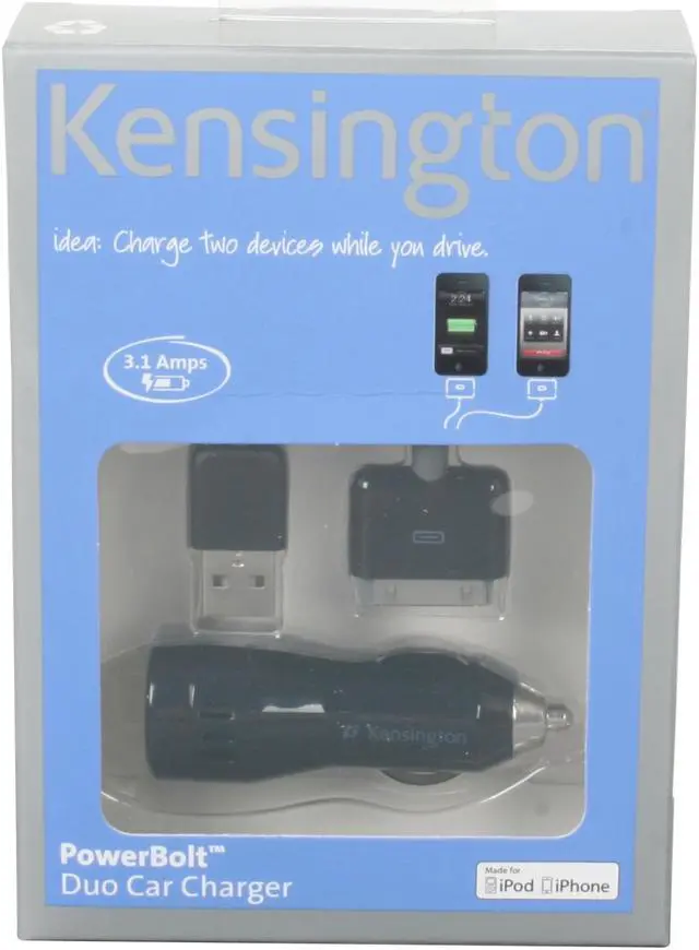 Alt view image 6 of 6 - Kensington K33497US PowerBolt Duo USB Car Charger