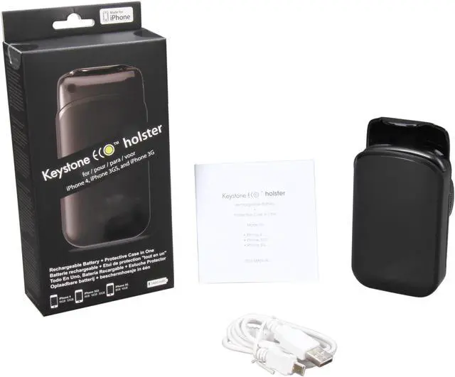 Alt view image 7 of 7 - Keystone Holster Rechargeable Battery case for iPhone 3G/3GS iPhone 4 with up to extra 6 hours Talk Time & 5 hours for Video Playback (H1.4 ECO)