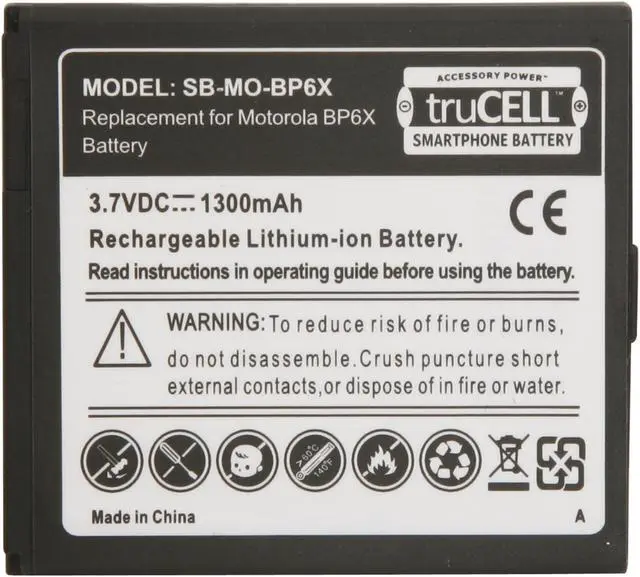 Alt view image 2 of 4 - Accessory Power truCELL Smart Phone Battery For Motorola (SB-MO-BP6X)